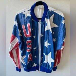 Vintage General Mills Tyvek USA Flag Olympics Windbreaker Jacket Size XL